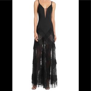 Ruffle skirt evening gown